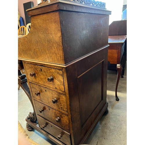 67 - Antique walnut davenport with sliding drawer and pop up top