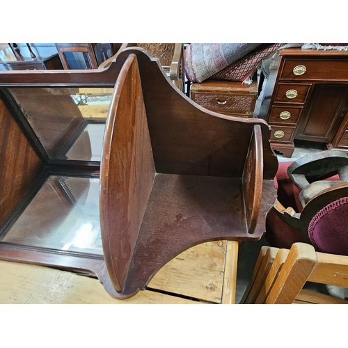 40 - Antique mahogany corner wall shelf/ mirror