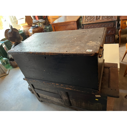 70 - Antique wooden trunk