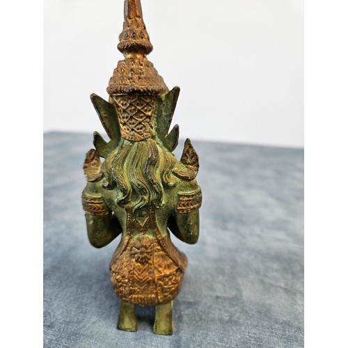 279 - Bronze Thai kneeling temple guardian - Thepanom 
Bronzed and gilt 

17.5cm high x 7cm across base