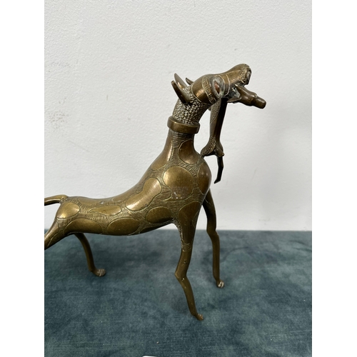 306 - Bennin bronze model of stylized leopard with prey