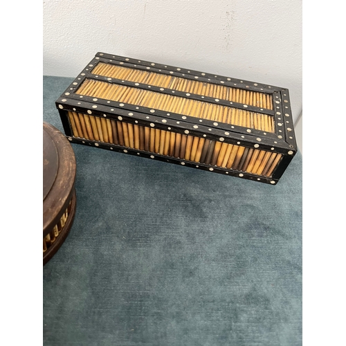 312 - Collection of antique Sinhalese porcupine quill boxes