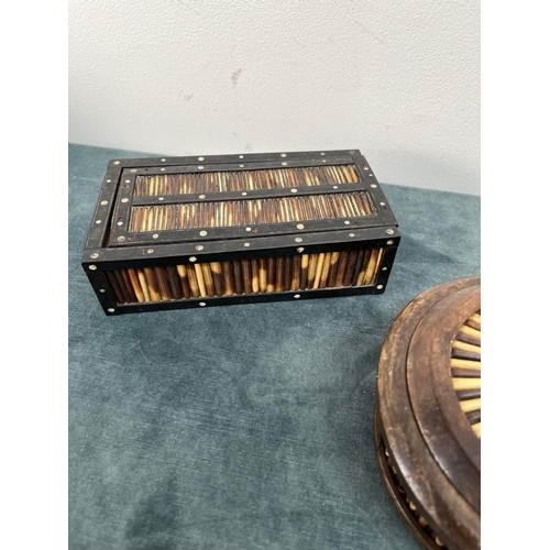 312 - Collection of antique Sinhalese porcupine quill boxes