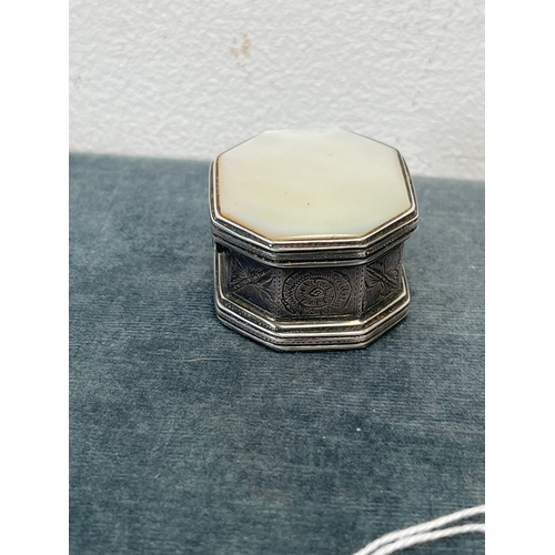 624 - Small silver hallmarked mother of pearl box