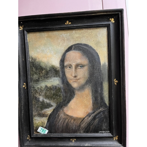 795 - Modern oil on canvas reproduction of Mona Lisa - Steven J Allen