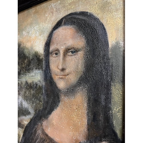 795 - Modern oil on canvas reproduction of Mona Lisa - Steven J Allen