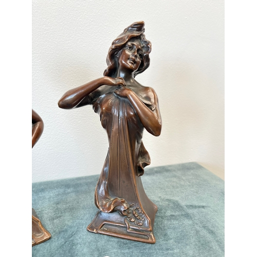 179 - Pair of bronze Art Nouveau model of a ladies.