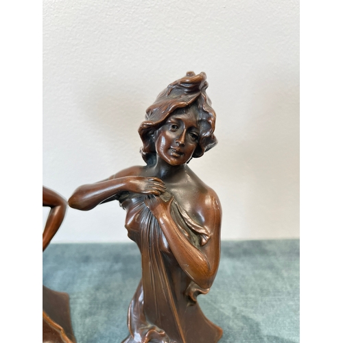 179 - Pair of bronze Art Nouveau model of a ladies.