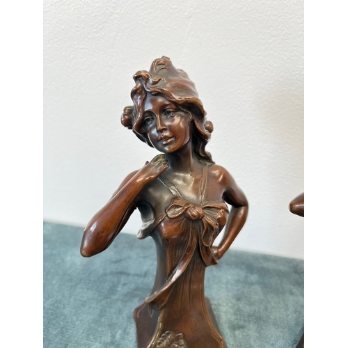 179 - Pair of bronze Art Nouveau model of a ladies.