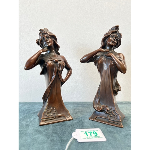 179 - Pair of bronze Art Nouveau model of a ladies.