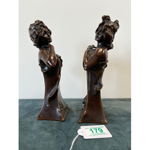 179 - Pair of bronze Art Nouveau model of a ladies.