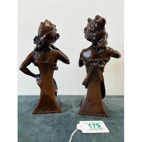 179 - Pair of bronze Art Nouveau model of a ladies.