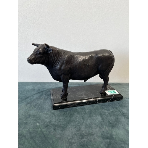 185 - Modern bronze model of a bull on a marble base