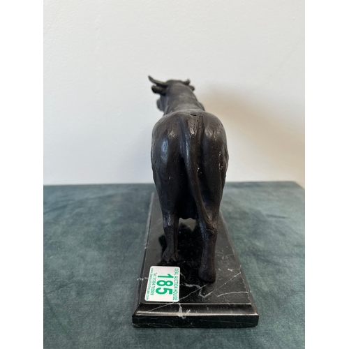 185 - Modern bronze model of a bull on a marble base