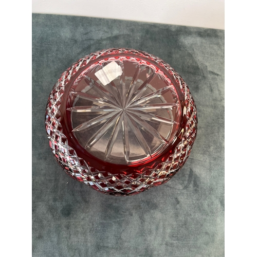 187 - Glass cut crystal bowl - cranberry