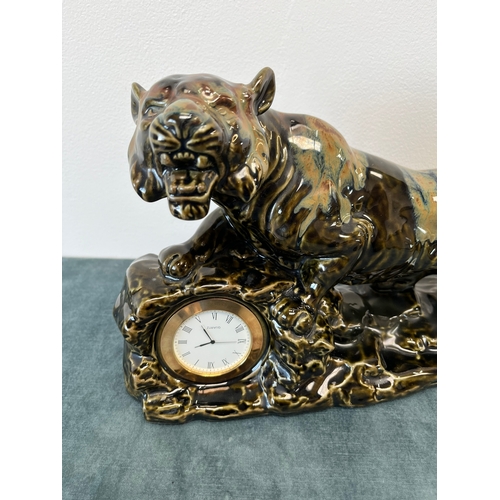 191 - Model of a panther on a rock with clock