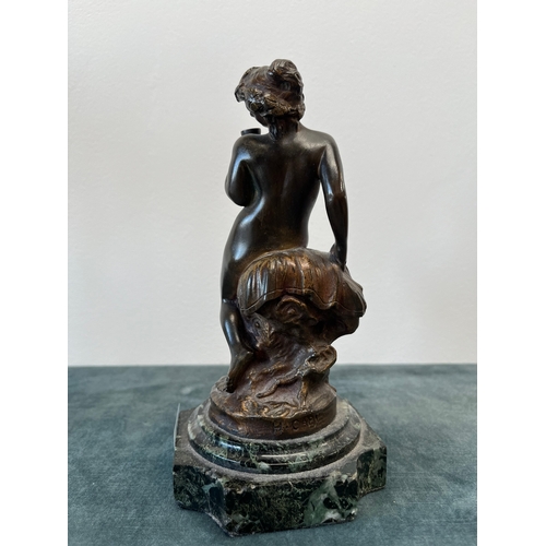 194 - Bronze model of a nude reclining lady - signed H. Capy