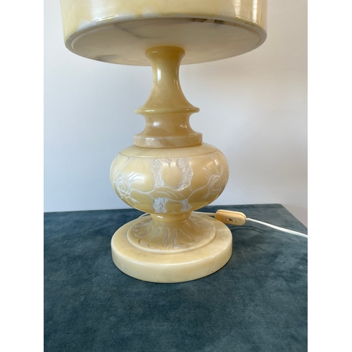 216 - Large alabaster carved table lamp