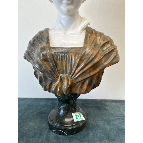 217 - Large Italian Carrera marble carved bust of a lady