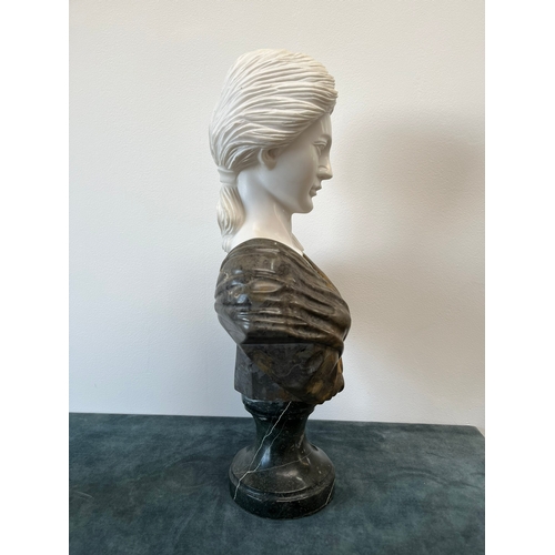 217 - Large Italian Carrera marble carved bust of a lady