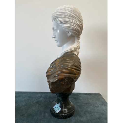 217 - Large Italian Carrera marble carved bust of a lady