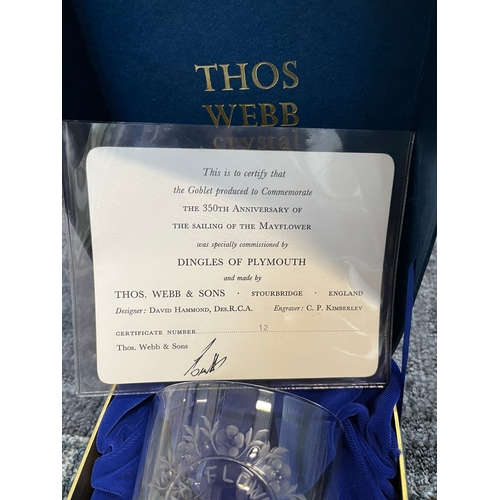 262 - Thomas Webb and Sons crystal goblet celebrating 350th anniversary of the Mayflower