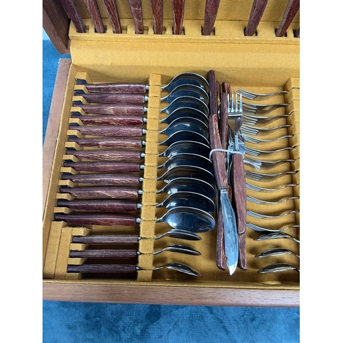 338 - Regalia Stainless retro cutlery set with teak handles