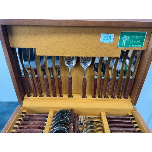 338 - Regalia Stainless retro cutlery set with teak handles