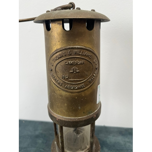 349 - Large brass E. Thomas & Williams Cambrian miners lamp