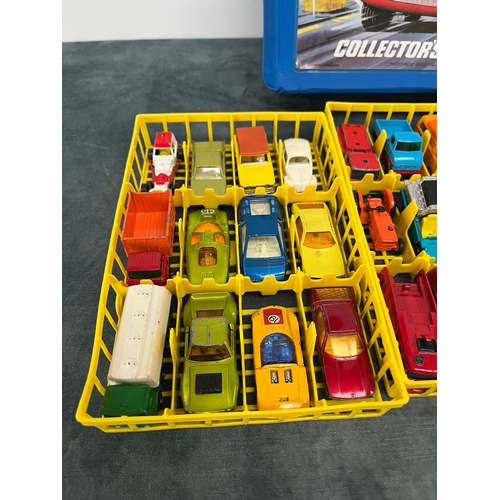 374 - Matchbox Superfast carry case along with an assortment of various toy cars