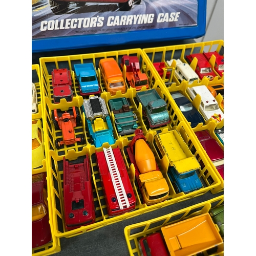 374 - Matchbox Superfast carry case along with an assortment of various toy cars