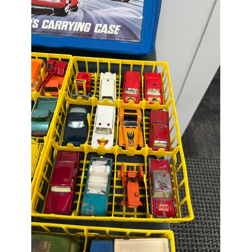 374 - Matchbox Superfast carry case along with an assortment of various toy cars