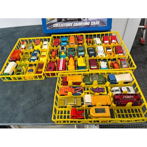 374 - Matchbox Superfast carry case along with an assortment of various toy cars