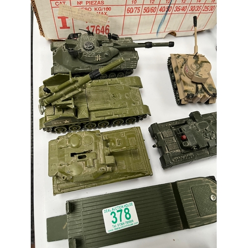 378 - Various model tanks including Corgi + Dinky