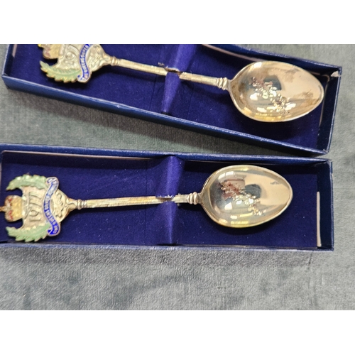 605 - 2 x Sterling silver hallmarked 1977 jubilee spoons