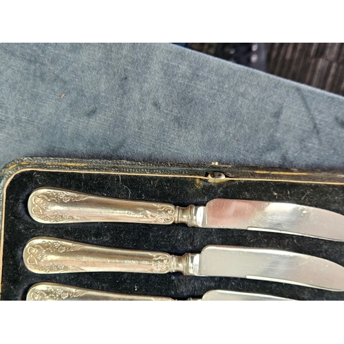 608 - Set of six silver handled knives