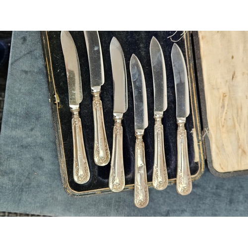 608 - Set of six silver handled knives