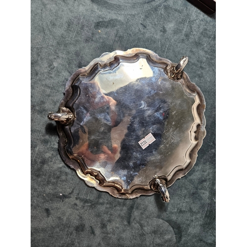 635 - Solid silver hallmarked tray. 296g 
21cm across x 3cm high