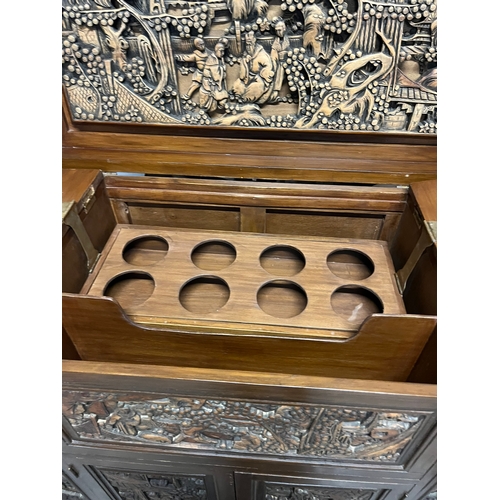 16 - Oriental carved drinks bar/ cabinet