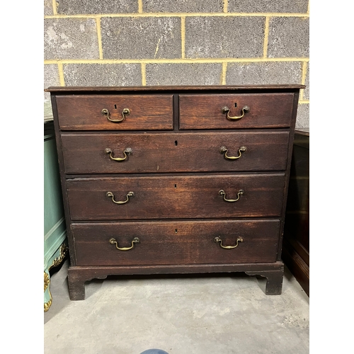 17 - Antique dark wood chest of drawers with brass swan neck handles