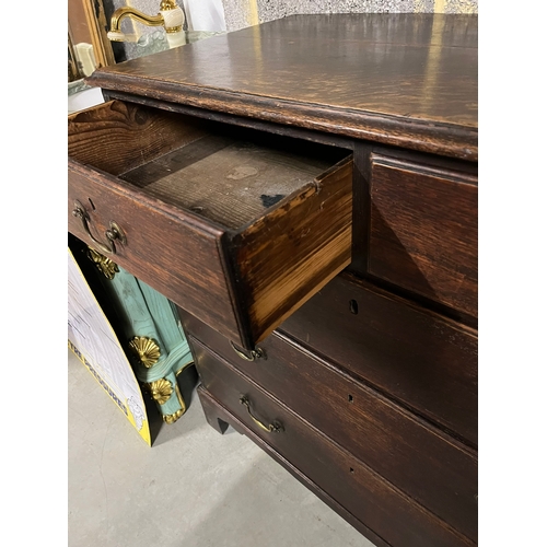 17 - Antique dark wood chest of drawers with brass swan neck handles