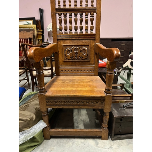 25 - Large very heavy carved armchair