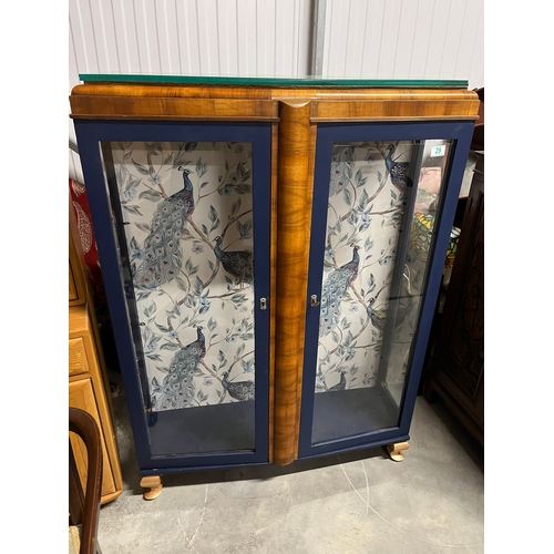 29 - Vintage display cabinet with wall papered back