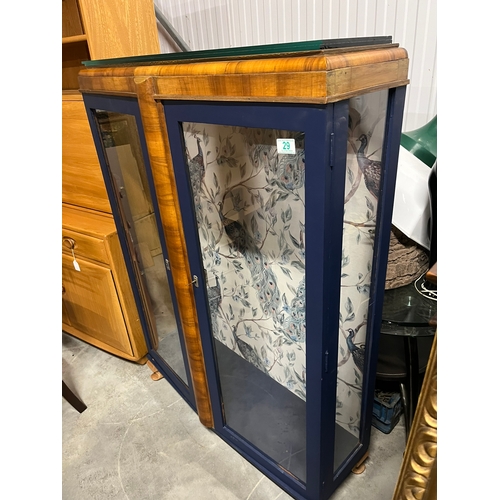 29 - Vintage display cabinet with wall papered back