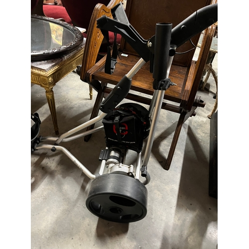 42 - Golf trolley with battery charger and wires- untested needs a battery vendor says working