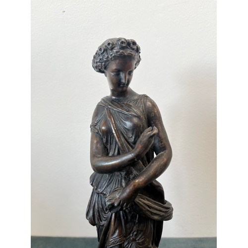 161 - Large spelter figure of a lady. Damage to hand