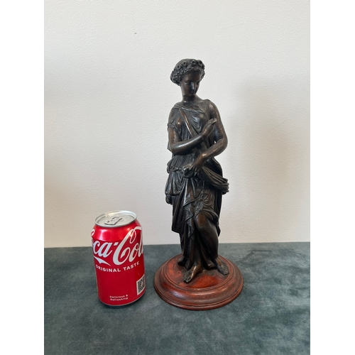 161 - Large spelter figure of a lady. Damage to hand