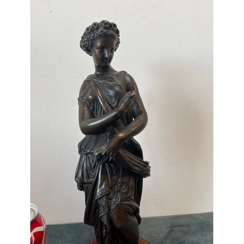 161 - Large spelter figure of a lady. Damage to hand