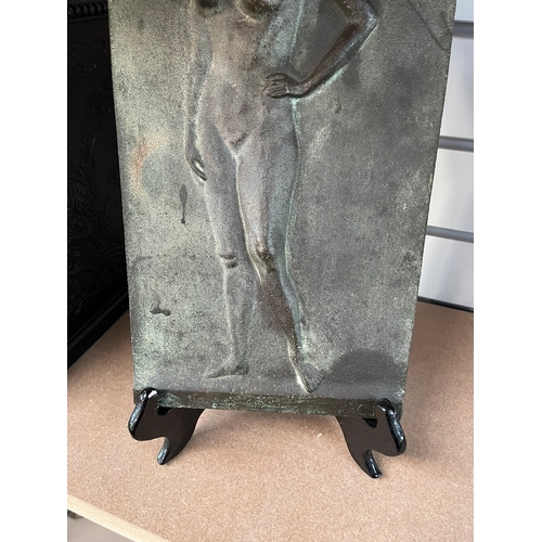 166 - Large heavy bronze plaque of a nude lady - signed 

38.5cm high x 20.5cm wide