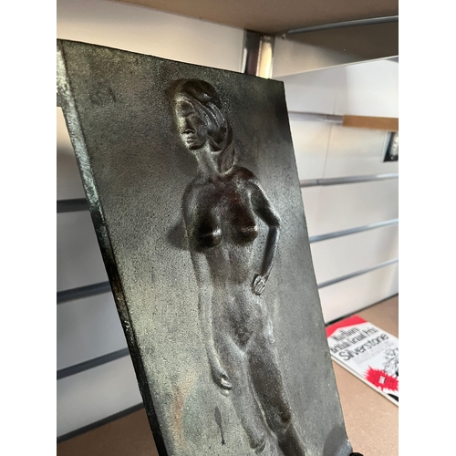 166 - Large heavy bronze plaque of a nude lady - signed 

38.5cm high x 20.5cm wide